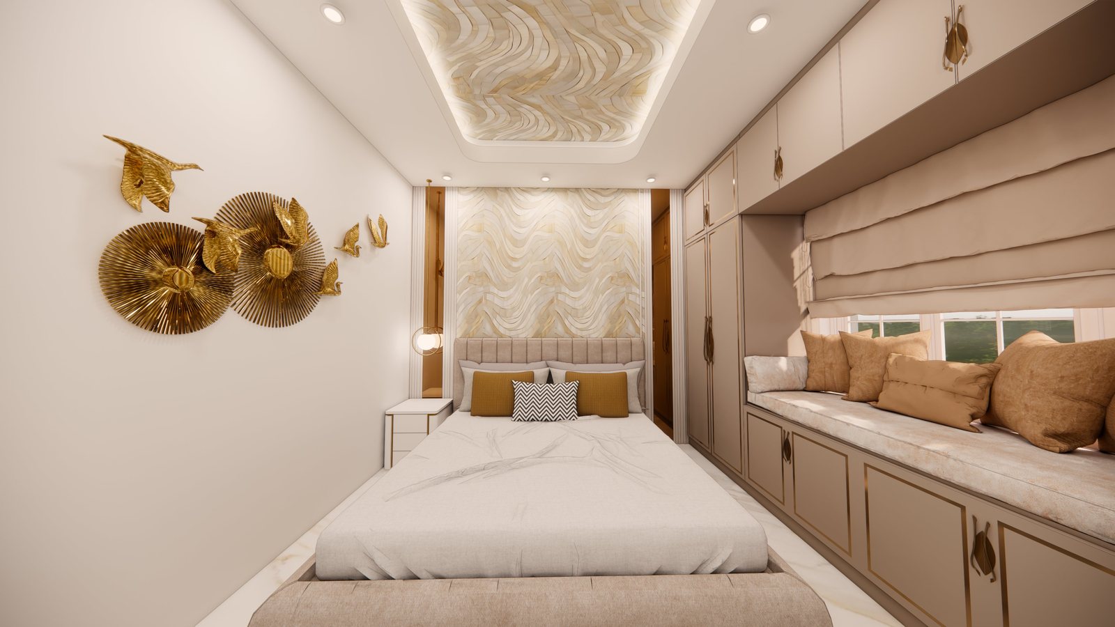 Master bedroom headboard and ceiling detail